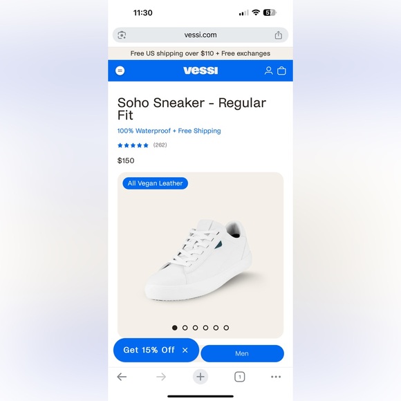 Vessi Waterproof Leather Court Sneaker - Picture 1 of 11